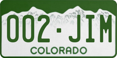 CO license plate 002JIM
