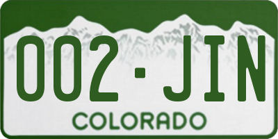 CO license plate 002JIN