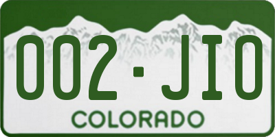 CO license plate 002JIO