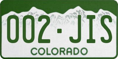 CO license plate 002JIS