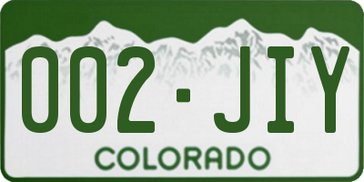 CO license plate 002JIY