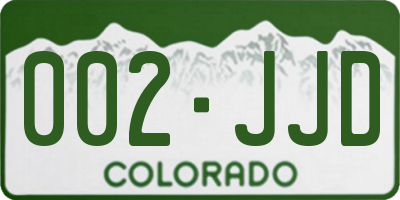 CO license plate 002JJD