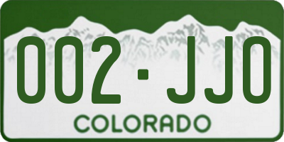 CO license plate 002JJO