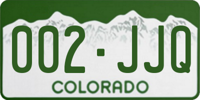 CO license plate 002JJQ