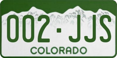 CO license plate 002JJS