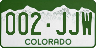 CO license plate 002JJW