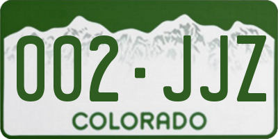 CO license plate 002JJZ