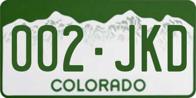 CO license plate 002JKD