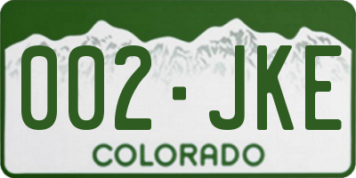 CO license plate 002JKE