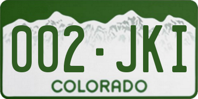 CO license plate 002JKI