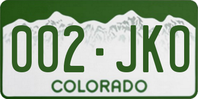 CO license plate 002JKO