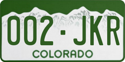 CO license plate 002JKR