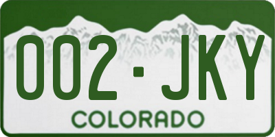 CO license plate 002JKY