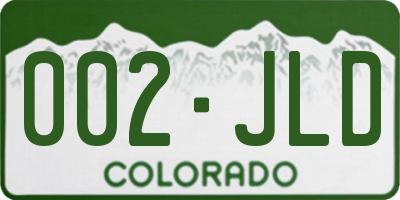 CO license plate 002JLD