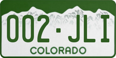 CO license plate 002JLI