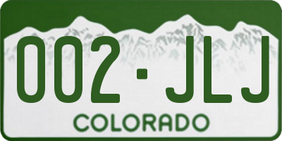 CO license plate 002JLJ