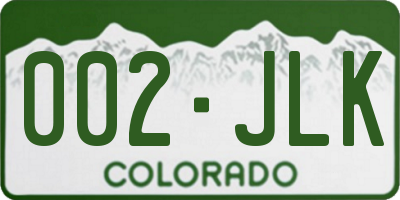 CO license plate 002JLK
