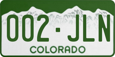 CO license plate 002JLN