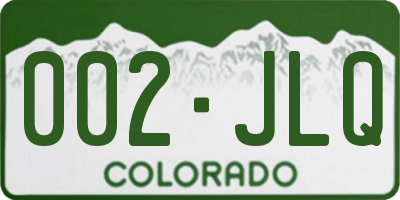 CO license plate 002JLQ