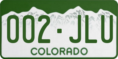 CO license plate 002JLU