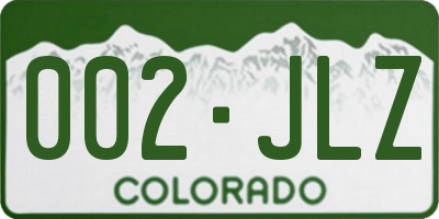 CO license plate 002JLZ
