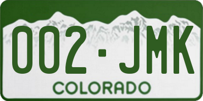 CO license plate 002JMK