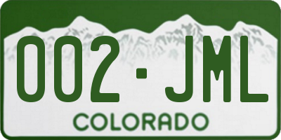 CO license plate 002JML