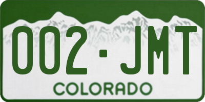 CO license plate 002JMT
