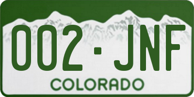 CO license plate 002JNF