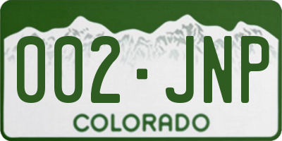 CO license plate 002JNP