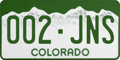 CO license plate 002JNS