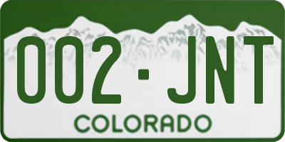 CO license plate 002JNT