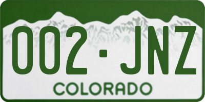 CO license plate 002JNZ