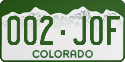CO license plate 002JOF