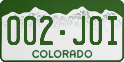 CO license plate 002JOI