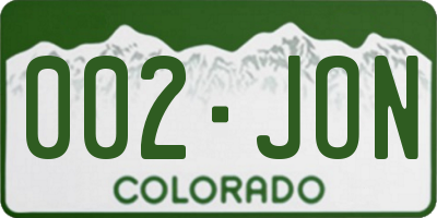 CO license plate 002JON