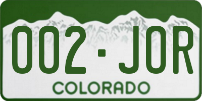 CO license plate 002JOR
