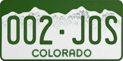 CO license plate 002JOS
