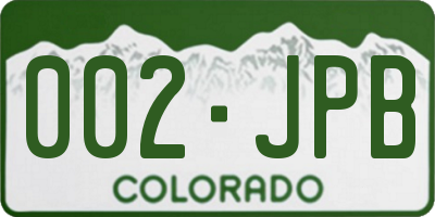 CO license plate 002JPB