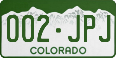 CO license plate 002JPJ