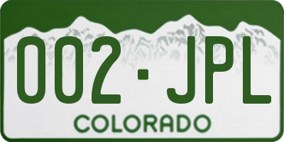 CO license plate 002JPL