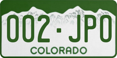 CO license plate 002JPO