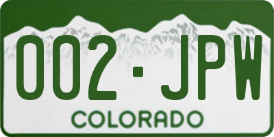 CO license plate 002JPW