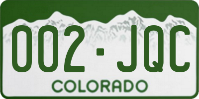 CO license plate 002JQC