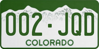 CO license plate 002JQD