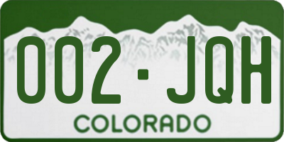 CO license plate 002JQH