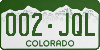 CO license plate 002JQL