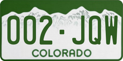 CO license plate 002JQW