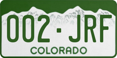 CO license plate 002JRF