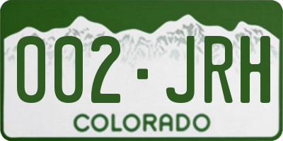 CO license plate 002JRH